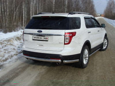 Защита задняя овальные уголки 75х42 мм ТСС для Ford Explorer 2011-2015