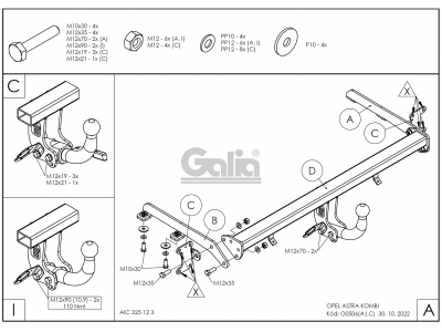 Фаркоп оцинкованный Galia шар A для Opel Astra H 2004-2009