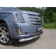 Защита передняя овальная с ДХО 75х42 мм ТСС для Cadillac Escalade 2015-2021