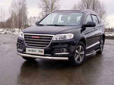 Защита передняя овальная 75х42 мм ТСС для Haval H6 2014-2020