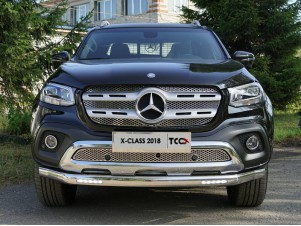 Защита передняя овальная с ДХО 75х42 мм для Mercedes-Benz X-Class № MERXCL18-06