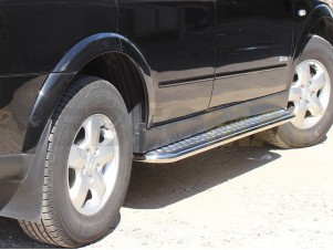Пороги с площадкой алюминиевый лист 43 мм для Kia Sportage № KSP10_2.2