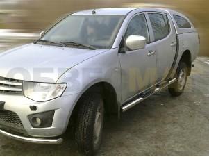 Пороги труба с накладками 76 мм для Mitsubishi L-200 № MPL 3