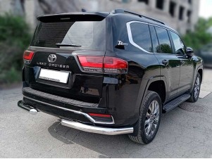 Защита заднего  бампера  "уголки" d-76 для Toyota Land Cruiser 300 70TH ANNIVERSARY 2021–н.в. LCN300_8.1